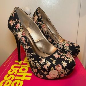Vintage Black Floral Stiletto Heels | Charlotte Russe